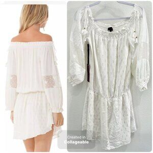 New Hale Bob Boho Feminine Mini Dress Festival Silk Ethereal Whimsical Dainty